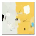 Modern abstract artwork in yellow and white, with sharp contrasts and smooth gradients.