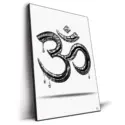 Chrome Om symbol with reflective surfaces and liquid drips, featuring silver and black tones for a modern and spiritual look.