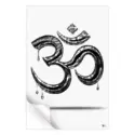 Chrome Om symbol with reflective surfaces and liquid drips, featuring silver and black tones for a modern and spiritual look.