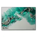 Abstract ocean scene with topographic wave forms in teal and turquoise, textured to create a dynamic, layered ocean look.