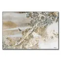 White and gold topographic abstract painting with intricate lines and soft textures.