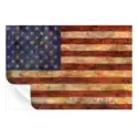 Distressed USA flag painting with textured brush strokes in earth tones.