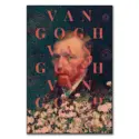 Pop art version of Vincent van Gogh, surrounded by floral motifs with repeated "VAN GOGH" text and vivid colors.
