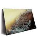 Abstract artwork featuring an organic branching pattern in white against a deep brown and beige gradient background.