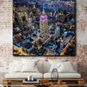 Large Blue Skyline Wall Art Huge Decor Prints