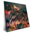digital abstract piece displaying the unique glow of fire and the haze in the sky