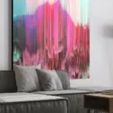 Colorful Abstract Wall Art Pillars in the Sky Hung in Living Room