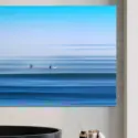 Zen surfing wall art hangs in contemporary bathroom giving relaxed, natural feel.