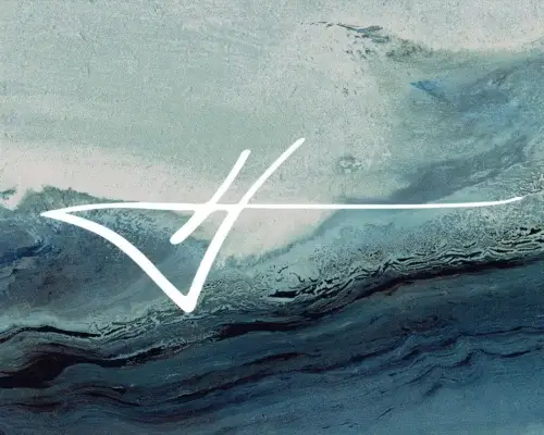 Jared Hankins Signature on blue abstract art