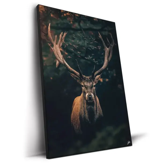 Deer Sunset Mountains' Poster, picture, metal print, paint by Zenja Gammer