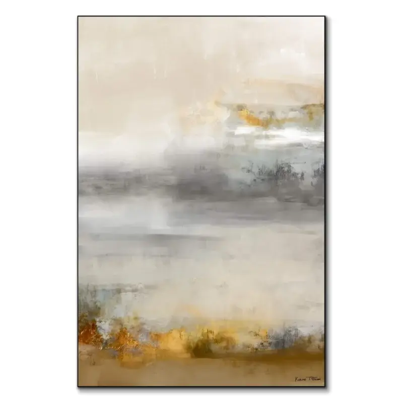 Gold Coins Grey Wall Art by Karine Tonial Grimm