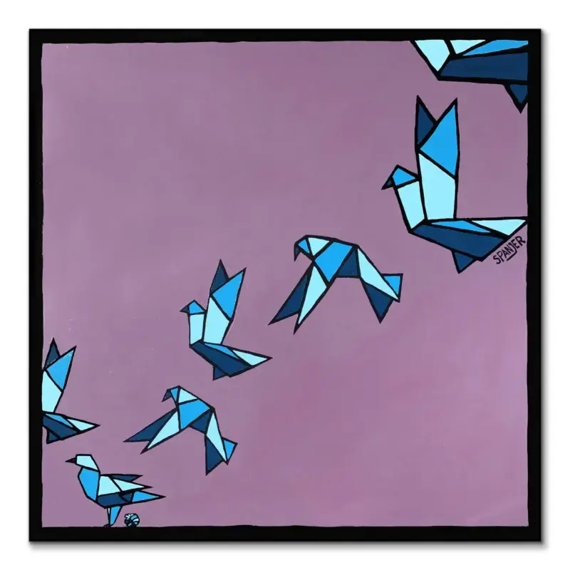 The Secrets of Origami Purple Wall Art by Art of Spanjer