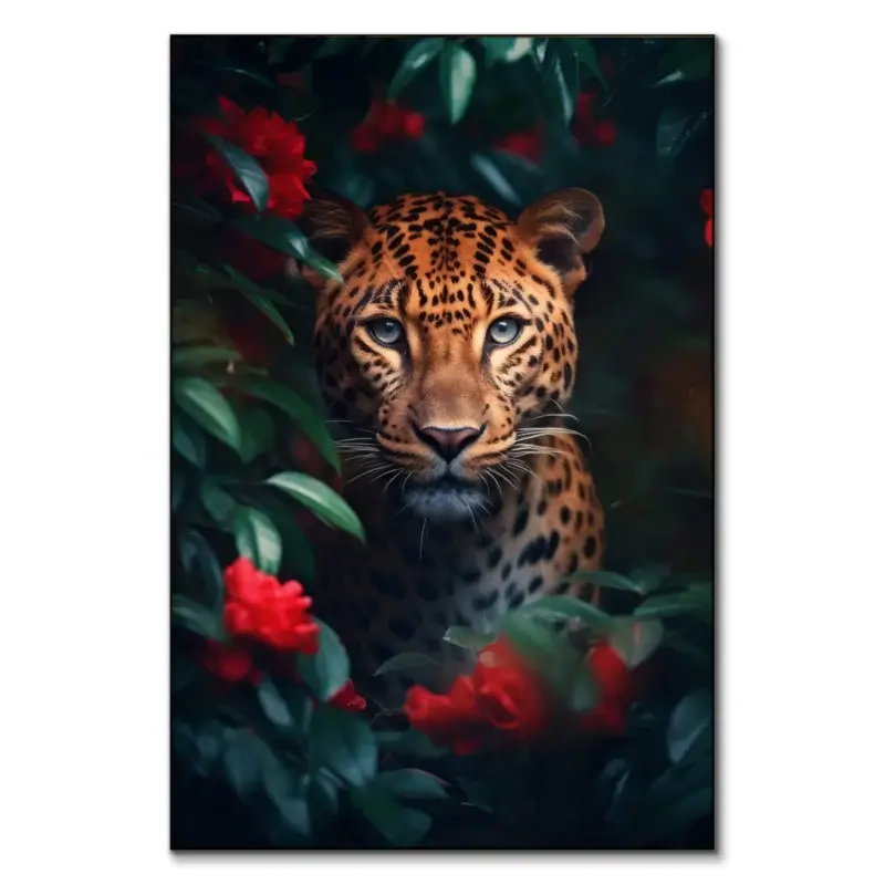 Leopard Flowers Green Wall Art by Zenja Gammer