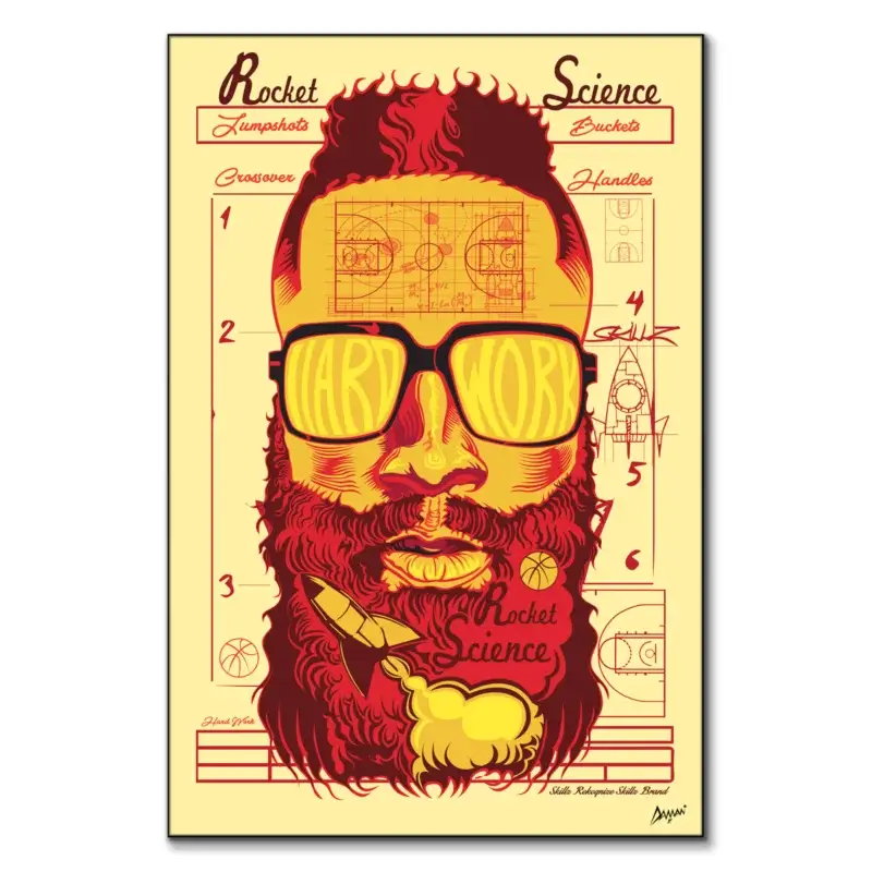 James Harden Rocket Science Warm Wall Art by Kelley Jackson