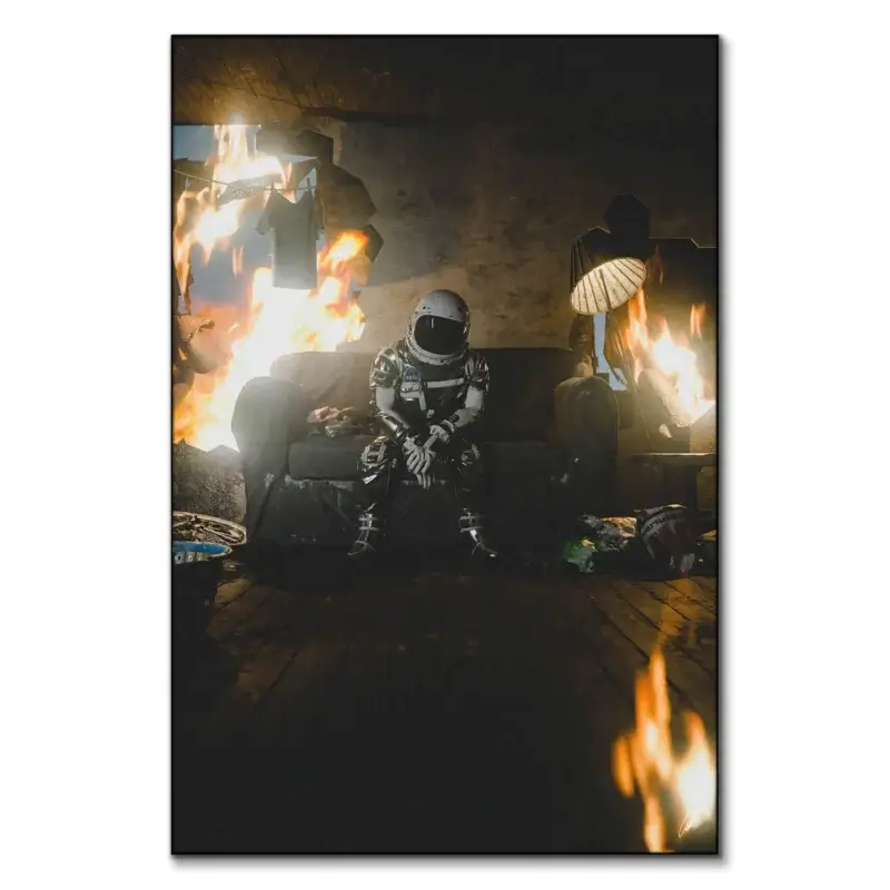 Astro Burning House Warm Wall Art by CaptvArt