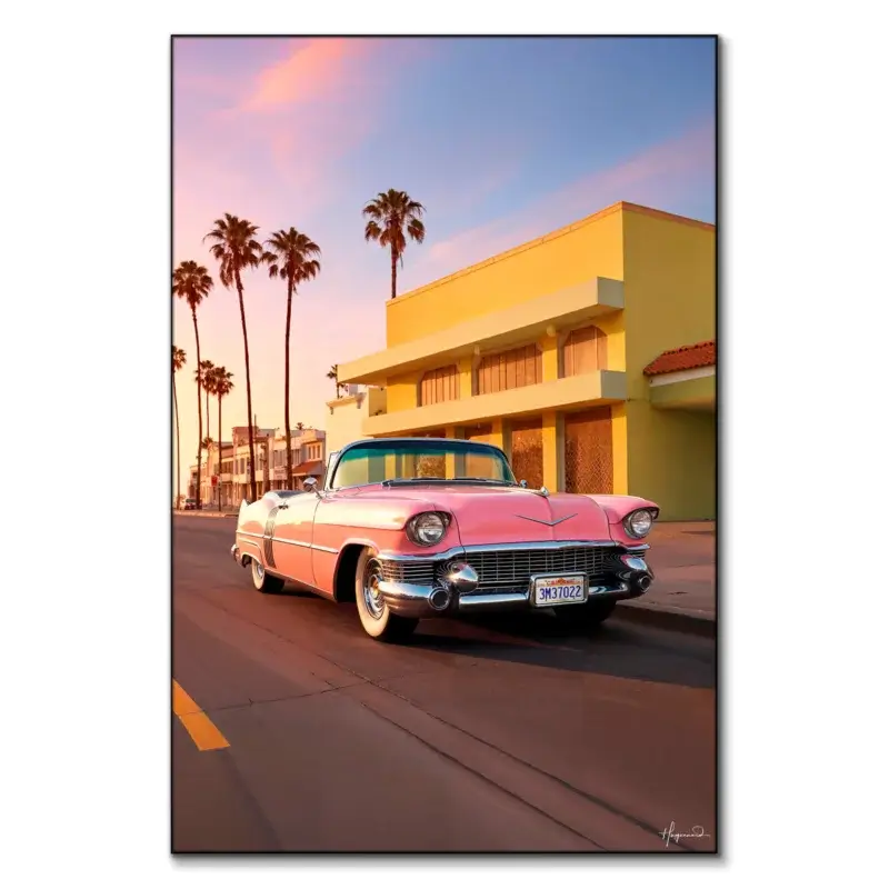 L.A. Pink Cadillac Pastel Wall Art by Philippe HUGONNARD