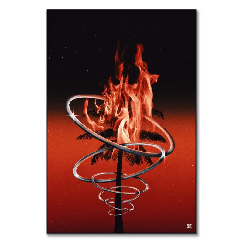 Fire Palm Tree Dark Wall Art by Jay X Clay