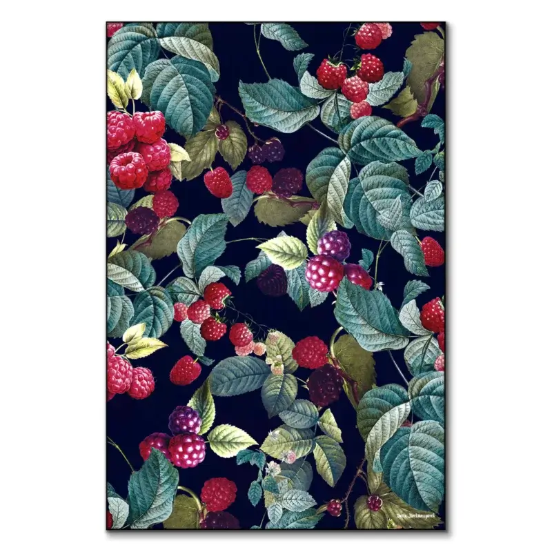 Wild Blackberry Night Dark Wall Art by Burcu Korkmazyurek