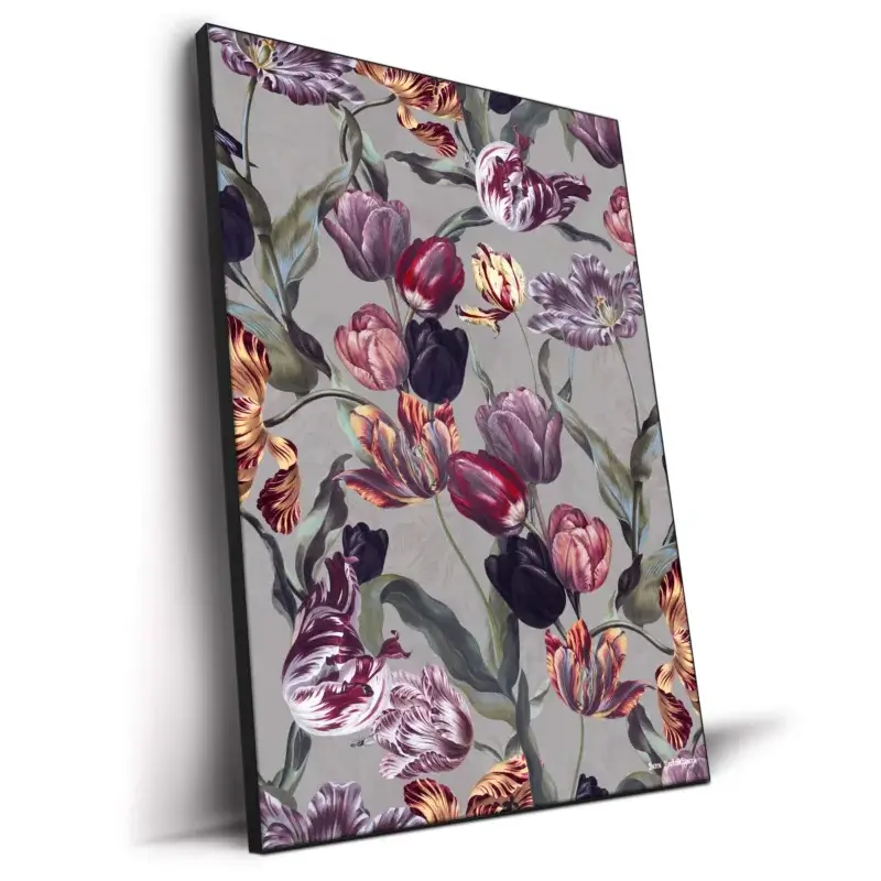 Magic Tulips Pattern Purple Wall Decor by Burcu Korkmazyurek