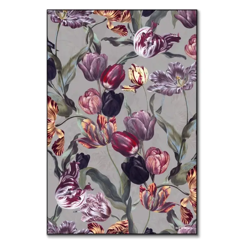 Magic Tulips Pattern Purple Wall Art by Burcu Korkmazyurek