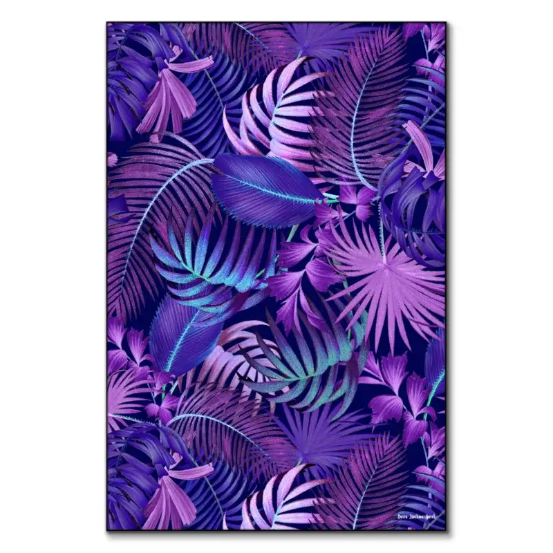 Future Tropical Leaf Pattern Vibrant Wall Art by Burcu Korkmazyurek