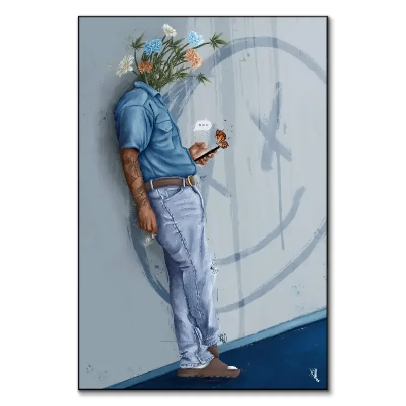 Text Back Blue Wall Art by Kirsten Blaize