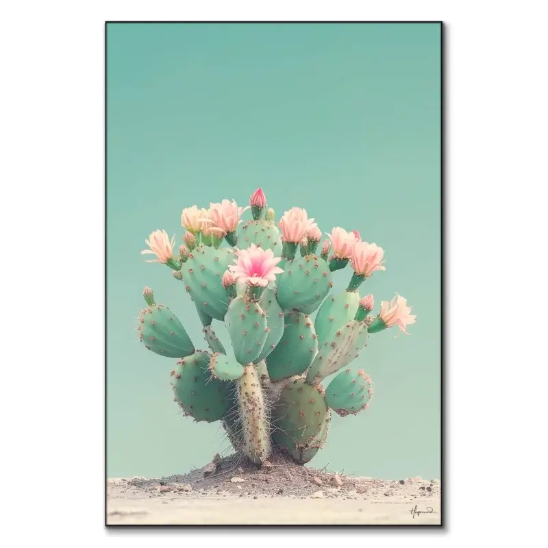 Cactus Flowers III Green Wall Art by Philippe HUGONNARD