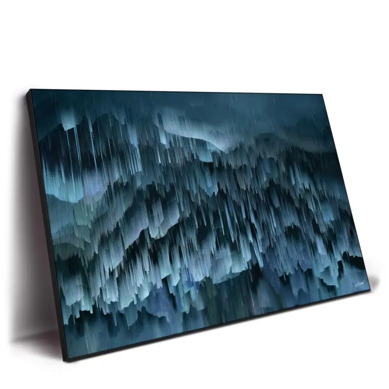 Digital abstract artwork with slate blue hues, creating a soothing textured composition.