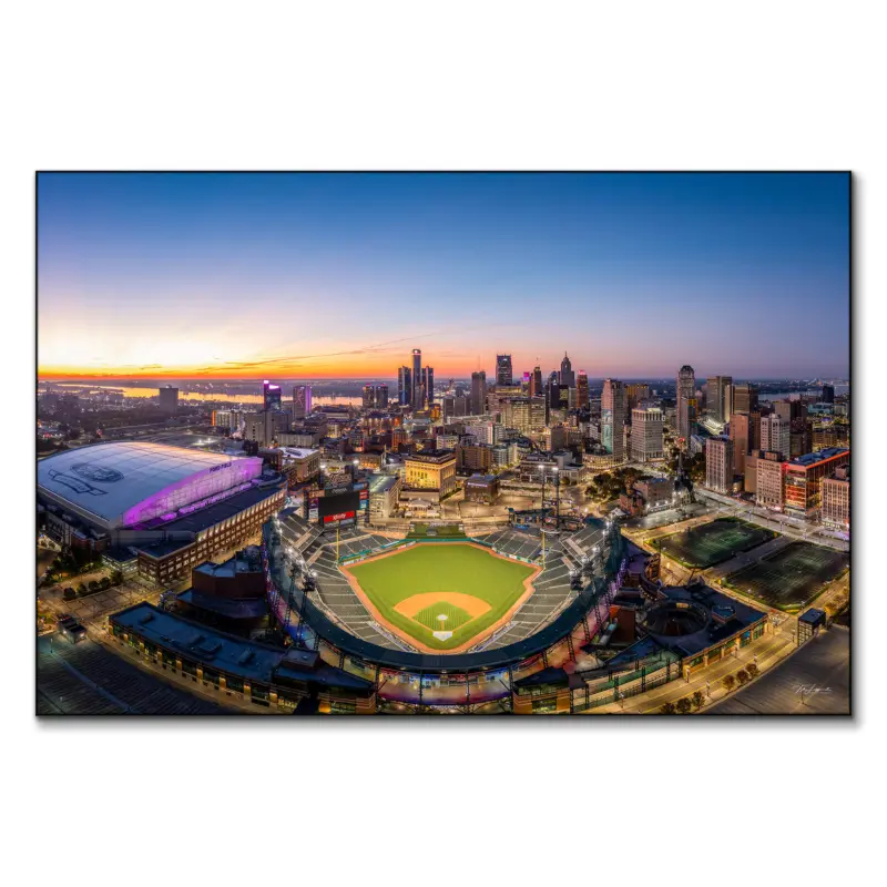 Comerica Sunrise Colorful Wall Art by Michigan Sky Media