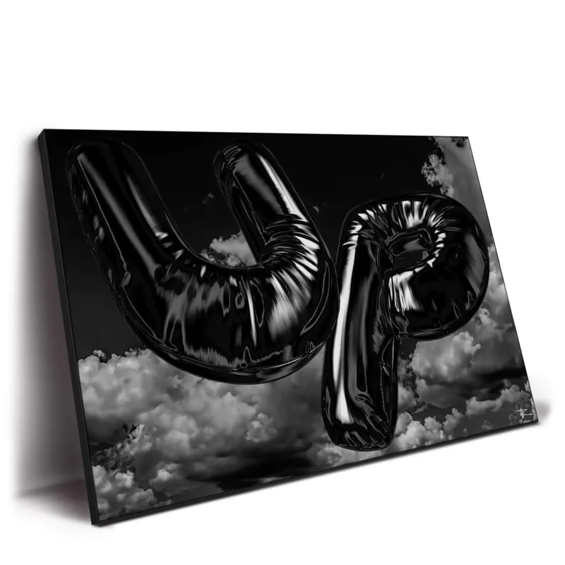 Metallic Up Balloons Black and White Wall Decor by P Muir Art