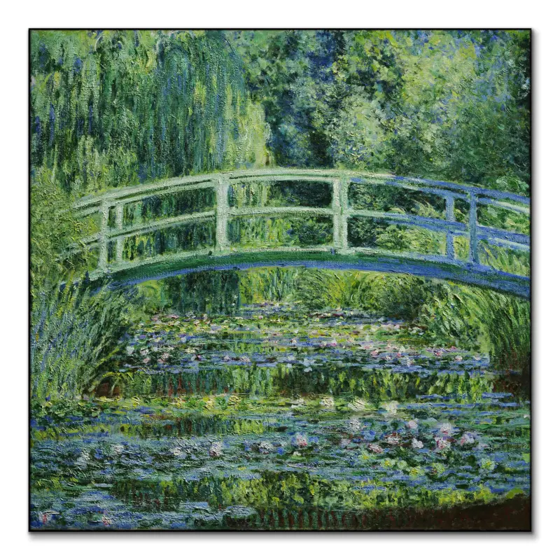Water Lilies and Japanese Bridge Green Wall Art by The Classics Collective