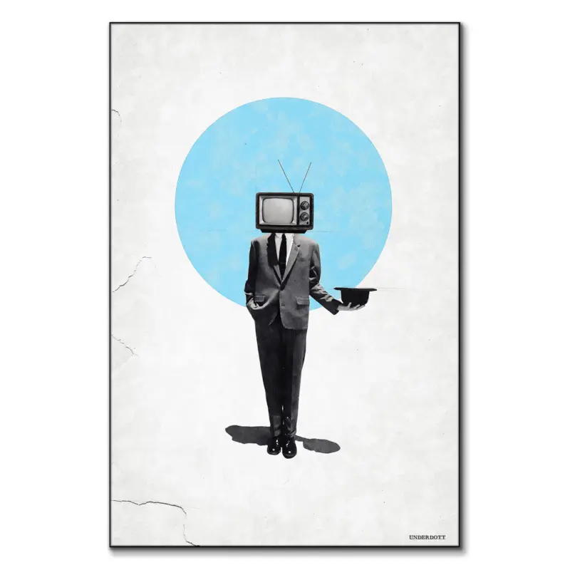 Too Much TV Black and White Wall Art by Underdott