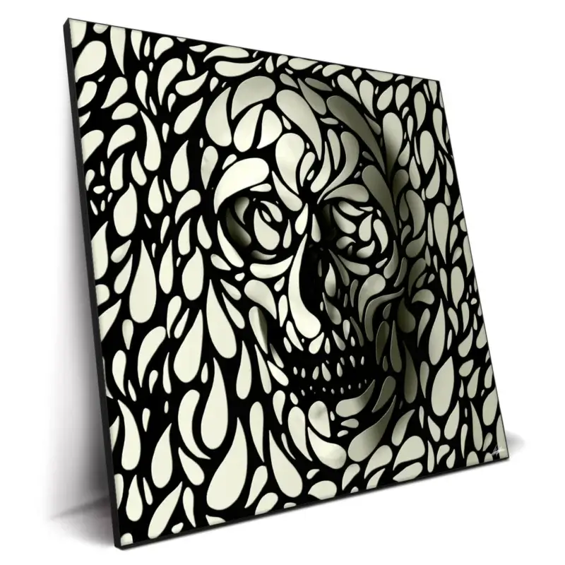 Trippy Skull Black and White Wall Decor by Ali Gulec