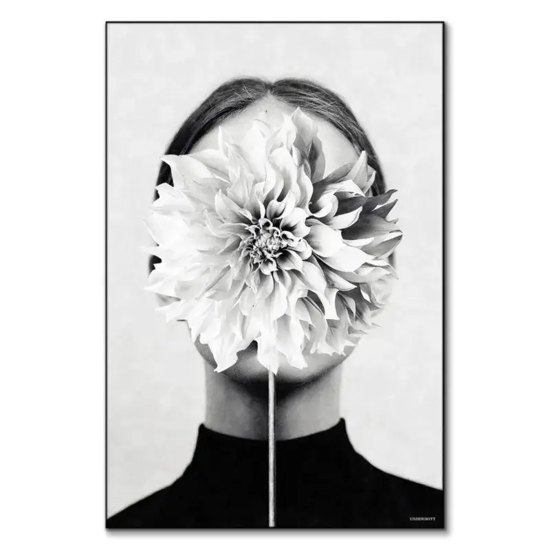 White Flower Black and White Wall Art by Underdott