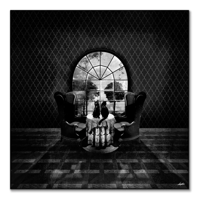 Vintage Room Skull Black and White Wall Art by Ali Gulec