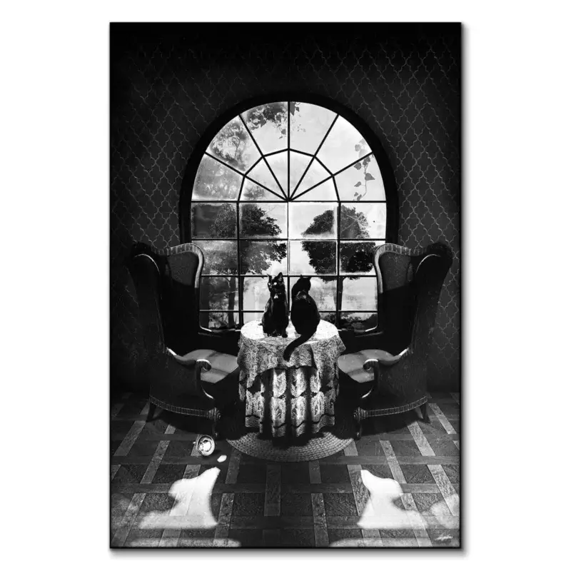 Victorian Room Skull Black and White Wall Art by Ali Gulec