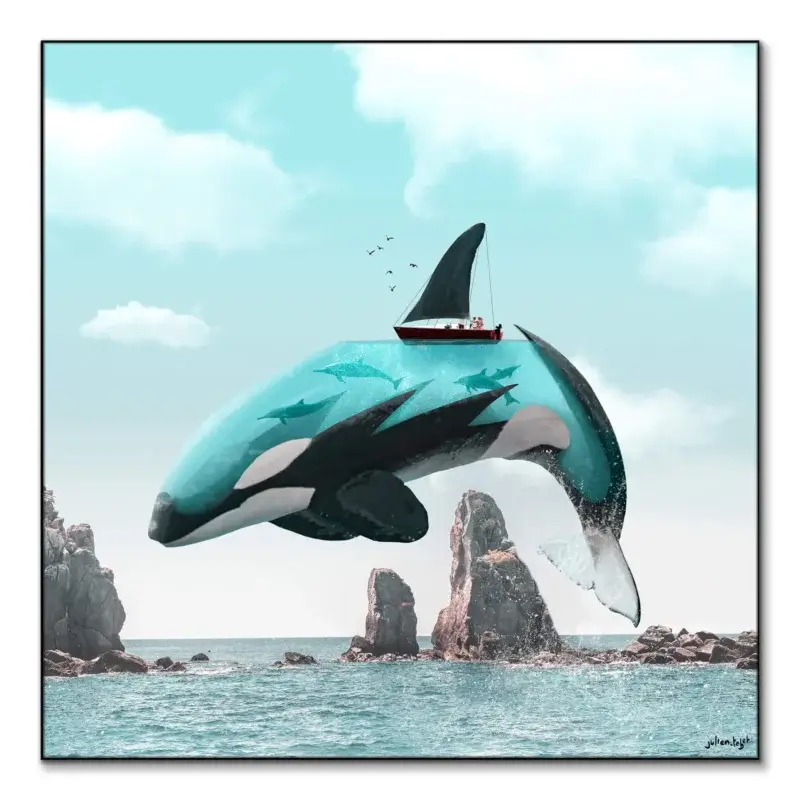 Aqua Orca Cool Wall Art by Julien Tabet