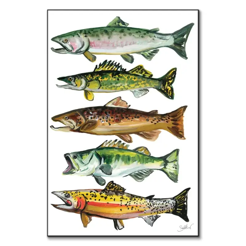 Five Fish Green Wall Art by Shelby Kregel