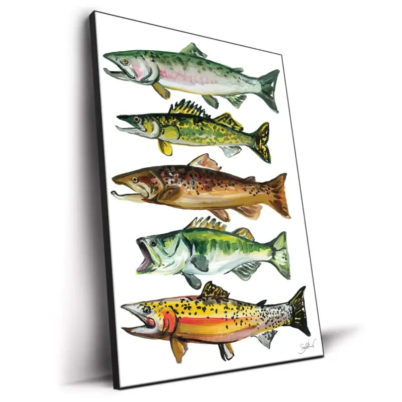 Five Fish Green Wall Decor by Shelby Kregel