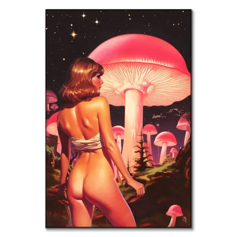 Mushroom Forest Forest Green Wall Art by BambashkART