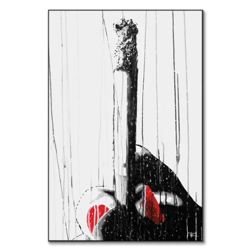 Her Cigarette Black and White Wall Art by P Muir Art